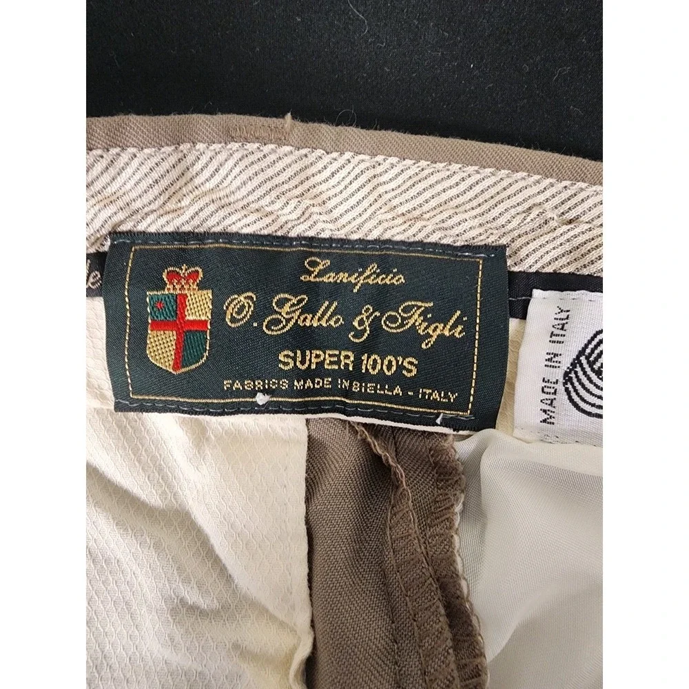 Lanificio Gallo & Figli Mens Super 100'sPleated Front Khaki Dress Pants  36 x 28